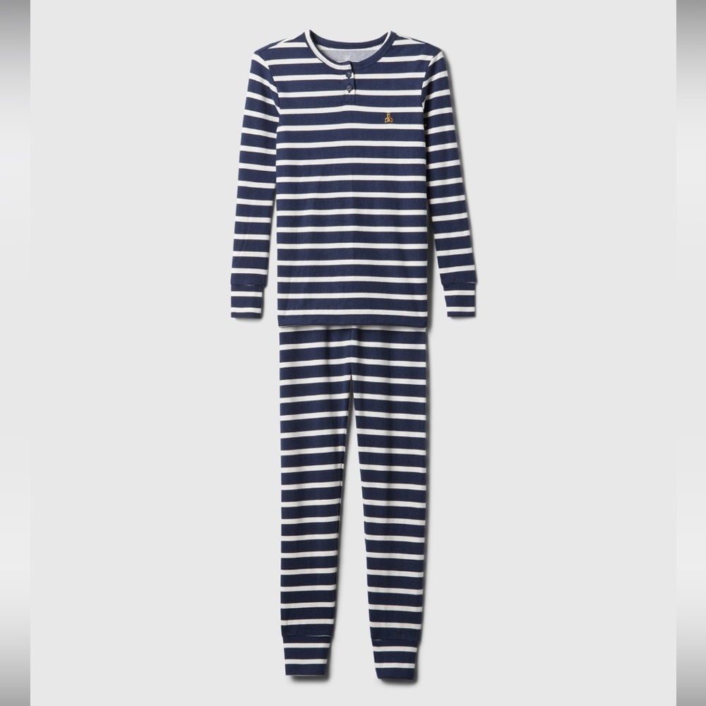 Girls GAP Kids cozy girl PJ set Size 14 Long Sleeve Pajamas blue, white. NEW